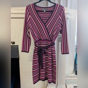 Donna Ricco Chevron Knit Sweater Dress